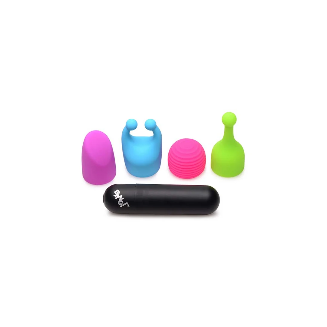 vibrador bullet recargable con 4 accesorios que brillan en la oscuridad – XR Brands - Imagen 5