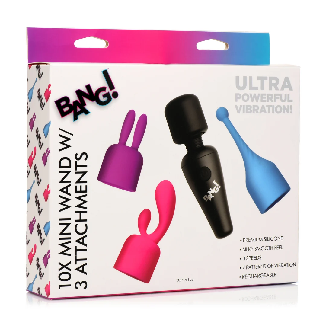 AH061-2 Masajeador wand mini XR Brands con 3 accesorios - Imagen 1