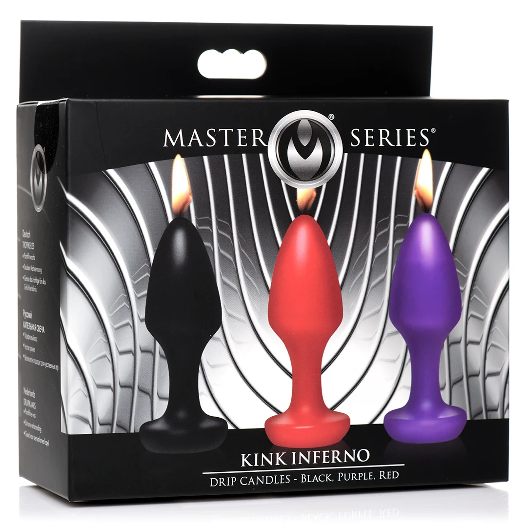 Velas de goteo para jugar con cera, negro, morado y rojo, Kink Inferno - Imagen 1