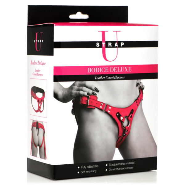 Arnés corsé de cuero Bodice Deluxe en rosa