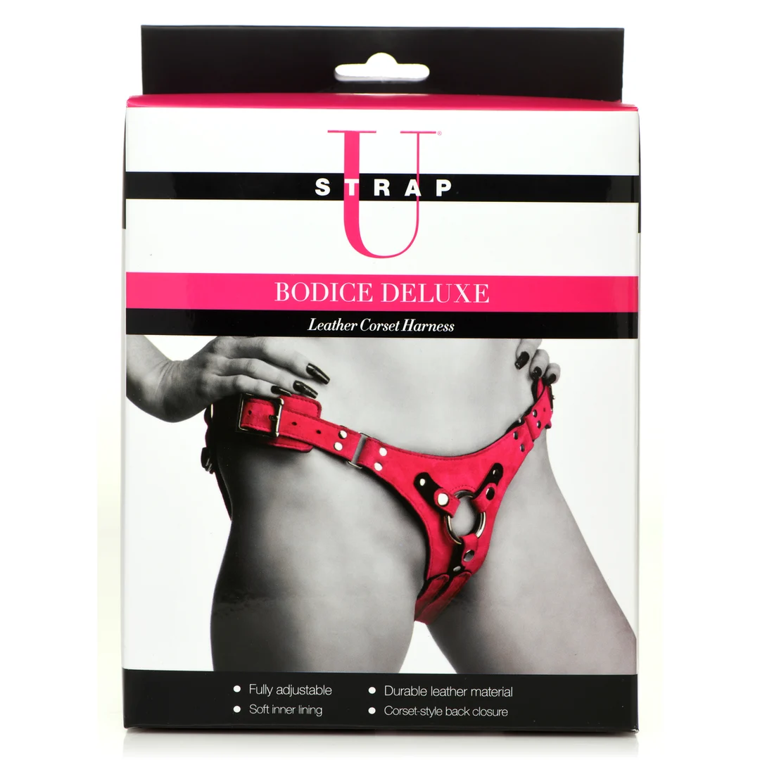 Arnés corsé de cuero Bodice Deluxe en rosa - Imagen 2