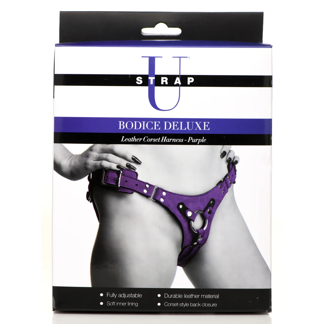 Arnés corsé de cuero Bodice Deluxe en rosa - Imagen 8