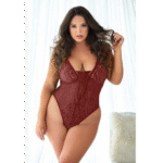 Body de encaje con estampado de leopardo Allure en color rubí - Imagen 2