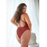 Body de encaje con estampado de leopardo Allure en color rubí