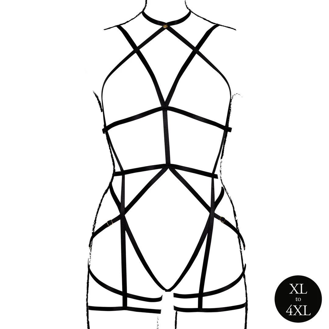 Body curvy con copas abiertas y ligueros para realzar tus curvas – LIN - Imagen 4