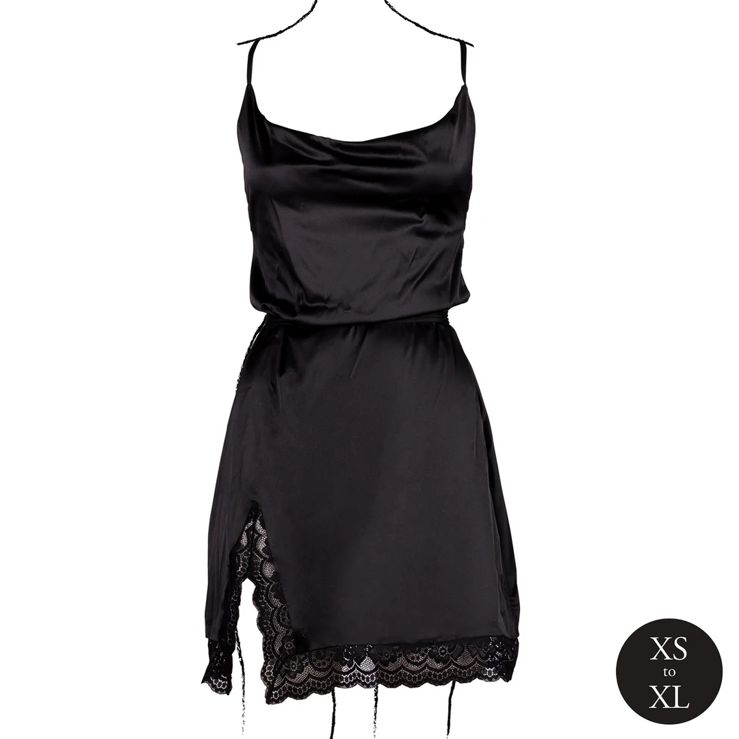 Vestido de satén para tallas grandes con espalda descubierta y abertura, puro glamour curvy – Le Desir - Imagen 10