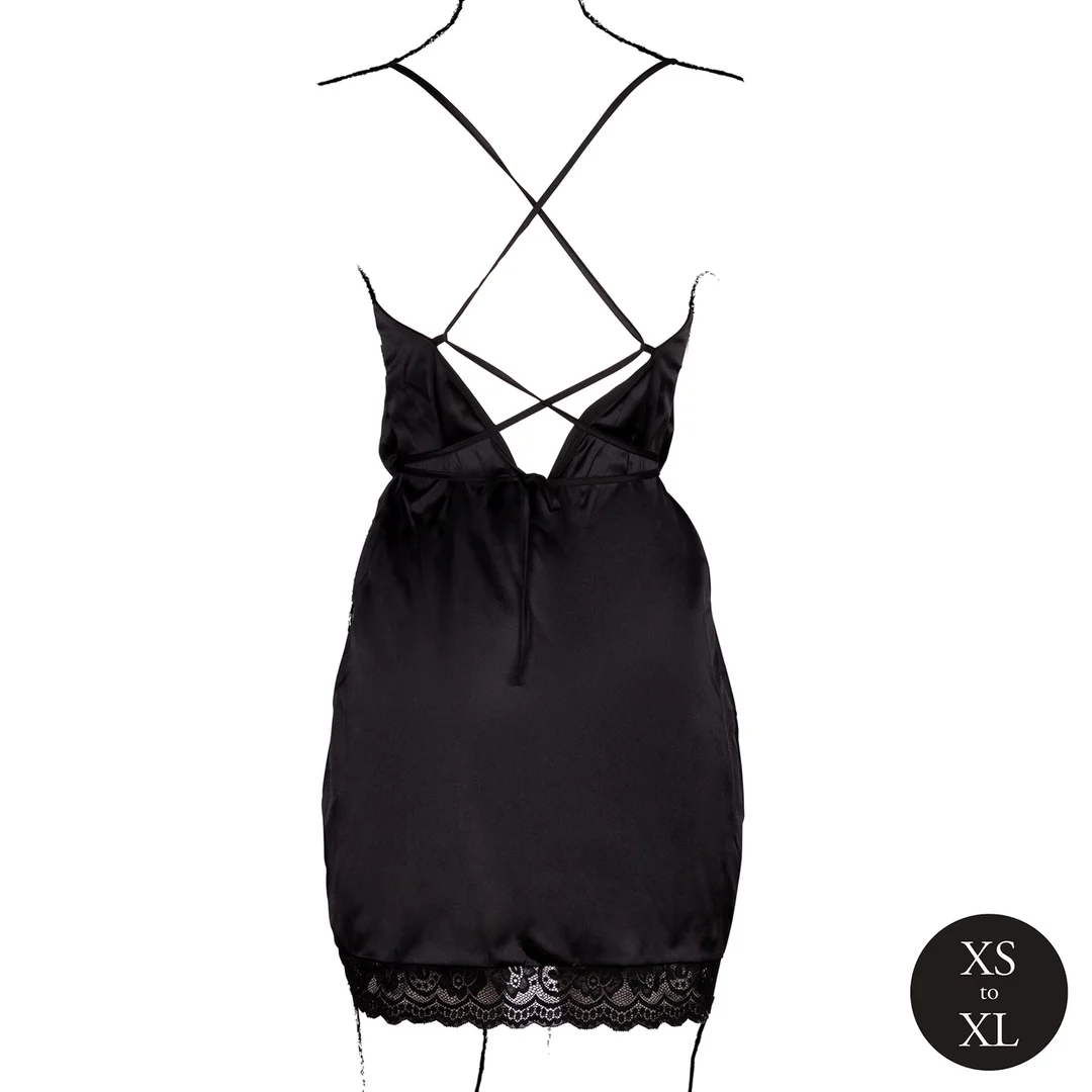Vestido de satén para tallas grandes con espalda descubierta y abertura, puro glamour curvy – Le Desir - Imagen 11