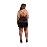 Vestido de satén para tallas grandes con espalda descubierta y abertura, puro glamour curvy – Le Desir - Imagen 3