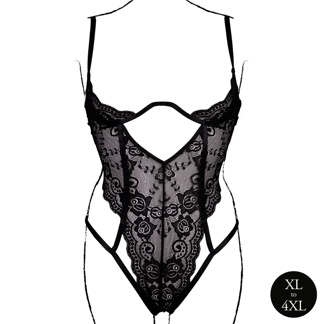 Body de encaje con copas abiertas para un look curvy seductor, Le Desir - Imagen 4