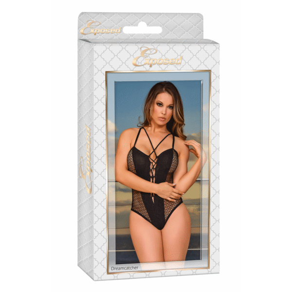 Body de encaje con cierre de cordones y cuentas decorativas para un look sexy – Magic Silk