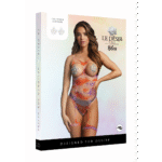 Bodystocking de rejilla con abertura en la entrepierna y estilo tie dye con tiras para fiestas – Le Desir