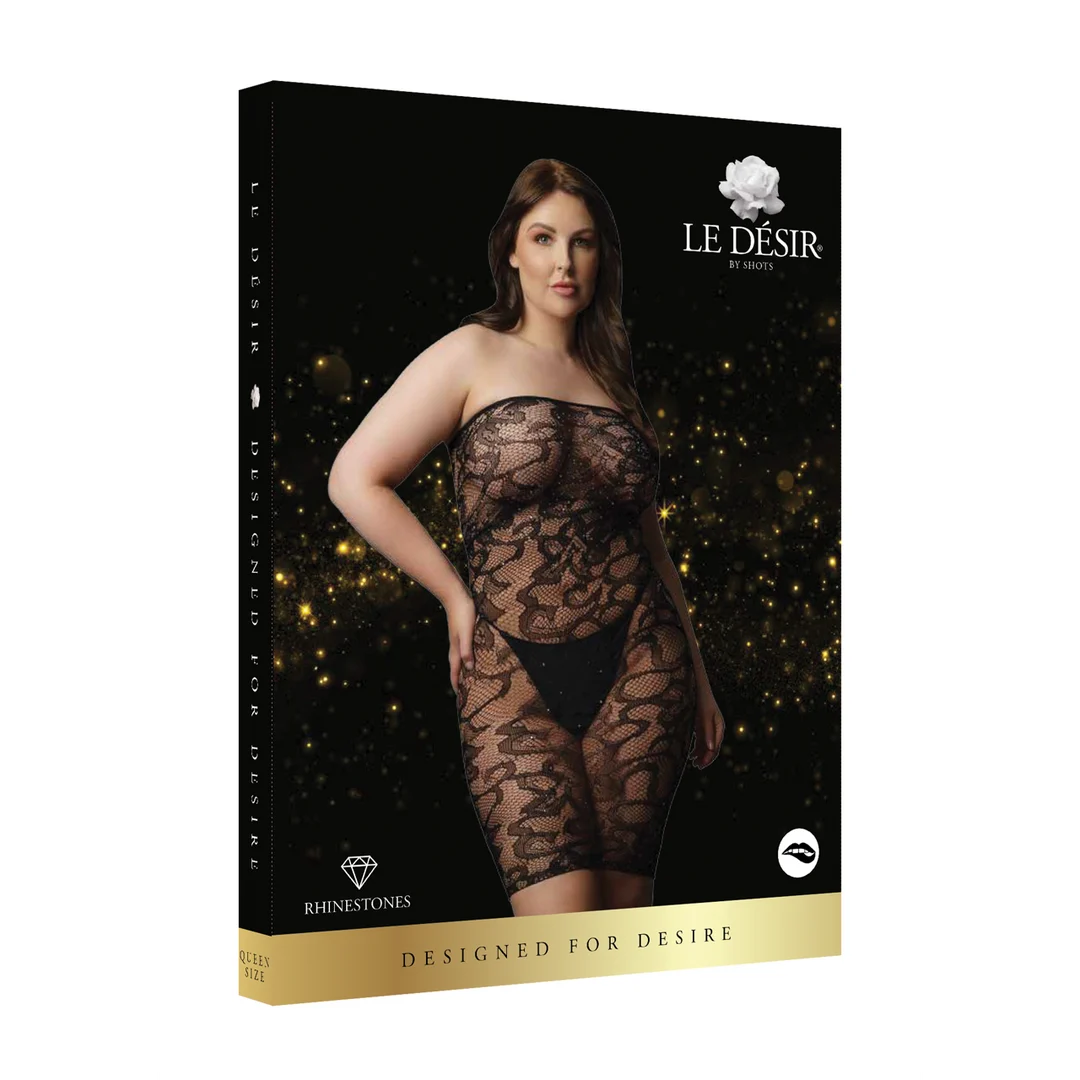 Conjunto de fiesta de encaje con pedrería y un brillo festivo para lencería curvy – LIN - Imagen 1