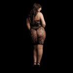 Conjunto de fiesta de encaje con pedrería y un brillo festivo para lencería curvy – LIN - Imagen 5