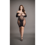 Minivestido de talla grande con rejilla y detalles en contraste para siluetas con curvas – LIN - Imagen 6