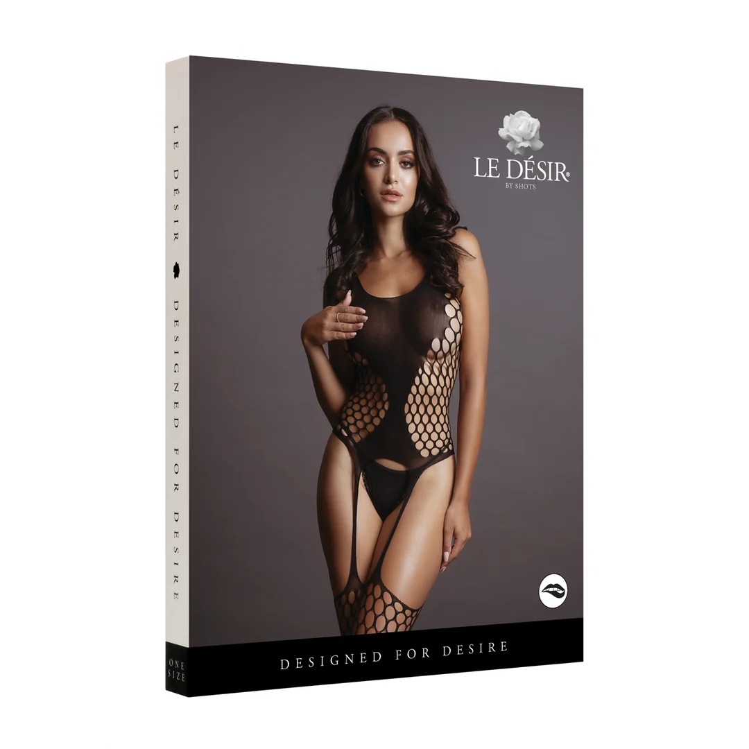 Body de rejilla con estilo de ligueros y malla ancha para siluetas con curvas, LIN - Imagen 7