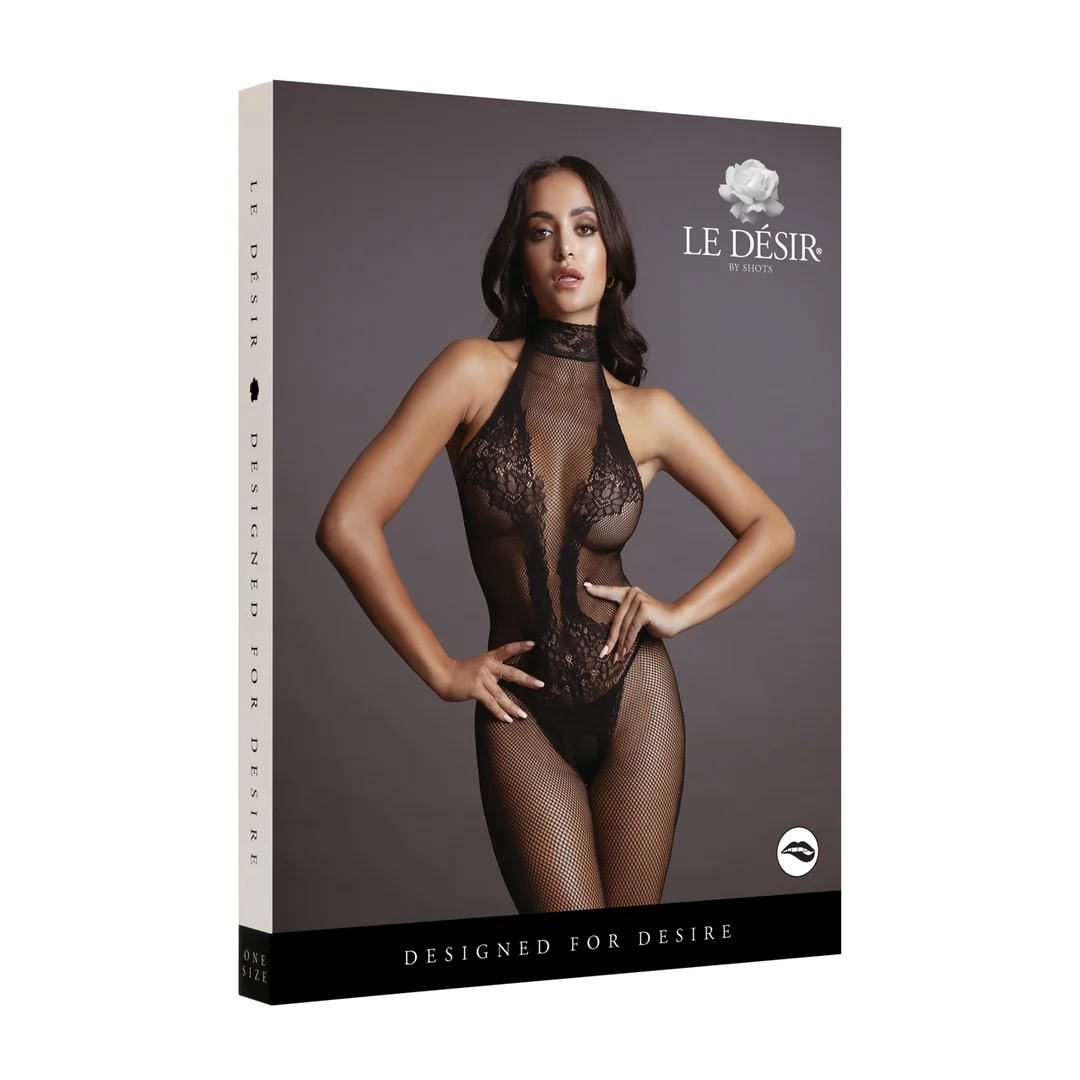 Body de rejilla y encaje, talla única - Imagen 1