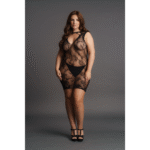 Minivestido elegante de encaje y talla grande, con cuello alto para curvas curvy - LIN - Imagen 5