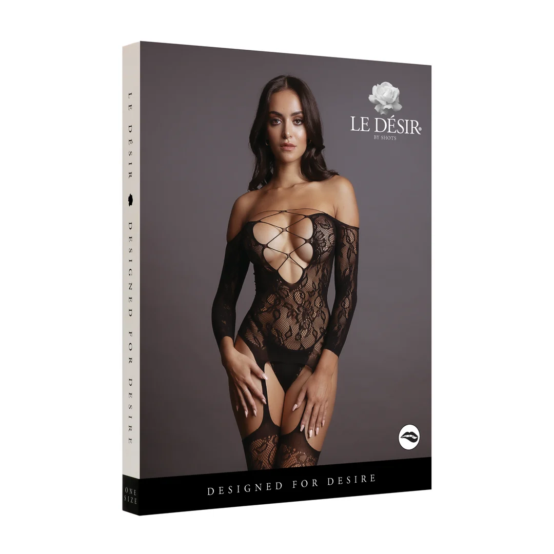 Body de rejilla de encaje de talla grande con escote cruzado para siluetas curvy – LIN - Imagen 7
