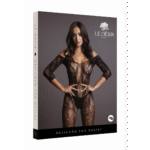 Body de rejilla de encaje con mangas largas y entrepierna abierta para siluetas curvy – LIN - Imagen 19