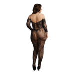 Body de rejilla de encaje con mangas largas y entrepierna abierta para siluetas curvy – LIN - Imagen 15