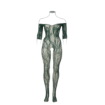 Body de rejilla de encaje con mangas largas y entrepierna abierta para siluetas curvy – LIN - Imagen 4
