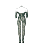 Body de rejilla de encaje con mangas largas y entrepierna abierta para siluetas curvy – LIN - Imagen 5