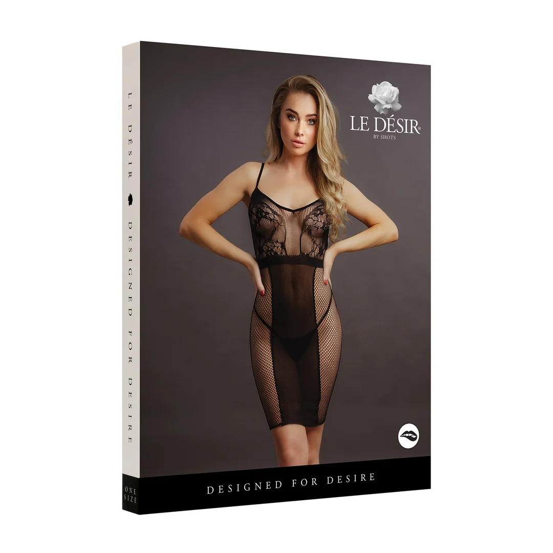 Vestido sexy de encaje y rejilla con escote profundo en V para realzar tus curvas - LIN - Imagen 7