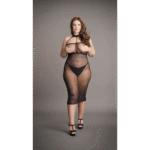 Vestido sexy de talla grande con cuello halter alto y tejido de rejilla para mujeres con curvas, LIN - Imagen 6