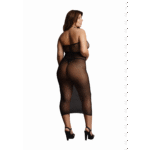 Vestido sexy de talla grande con cuello halter alto y tejido de rejilla para mujeres con curvas, LIN - Imagen 3