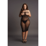 Vestido sexy de talla grande con cuello halter alto y tejido de rejilla para mujeres con curvas, LIN - Imagen 4