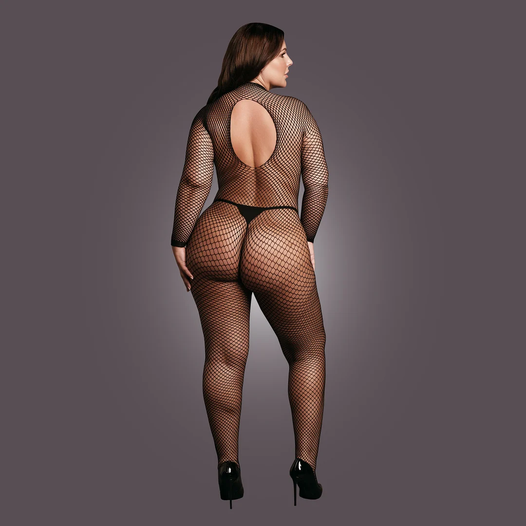 Body de rejilla con abertura en la entrepierna y cuello alto, con un encanto lleno de curvas – Desirelle - Imagen 5