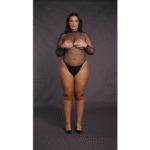 Body de rejilla con cuello alto y espalda descubierta para realzar tus curvas, negro - OSX - Imagen 6
