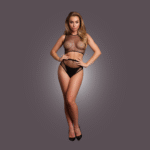 Conjunto de lencería sexy para cuerpos con curvas, con top corto de rejilla y entrepierna abierta, OSX - Imagen 10