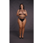 Conjunto de lencería sexy para cuerpos con curvas, con top corto de rejilla y entrepierna abierta, OSX - Imagen 6