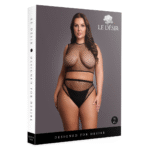 Conjunto de lencería sexy para cuerpos con curvas, con top corto de rejilla y entrepierna abierta, OSX