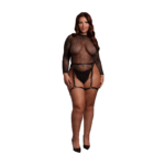 Body para cuerpos con curvas, con purpurina y ligueros de PU para un look de fiesta atrevido - Desirelle - Imagen 4