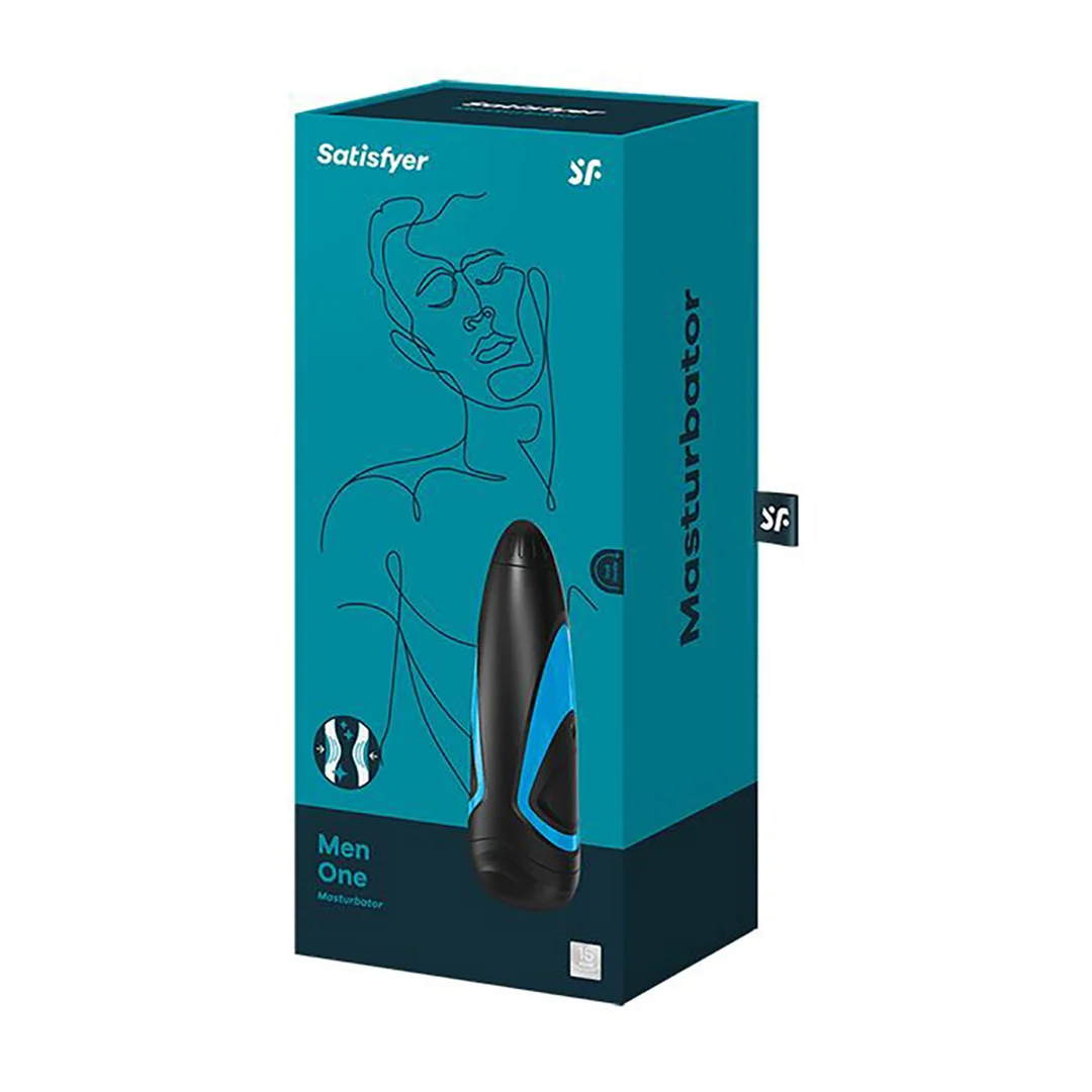 Masturbador de bolsillo con función de bombeo, negro y azul - Imagen 1