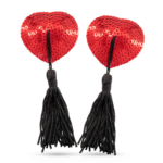 Cubrepezones con borlas Bettie Boobs rojos y negros - Imagen 4