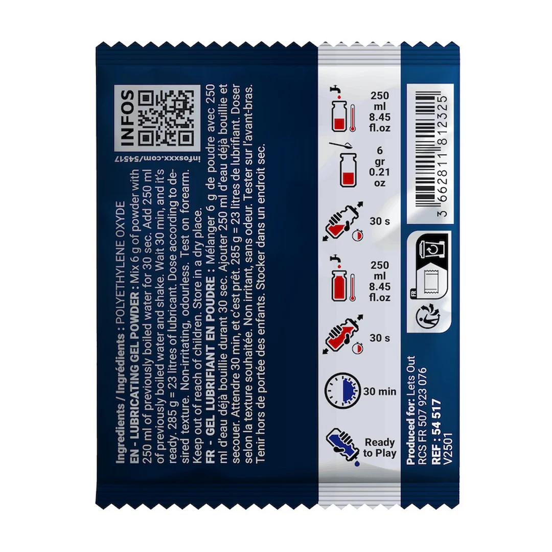 Lubricante para fisting – Sobre de polvo para preparar 500 ml de lubricante – Sin perfume ni sabor – 6 g – Fuck Fist - Imagen 1