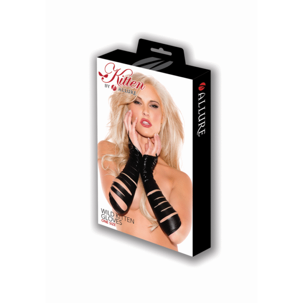Guantes negros de efecto wet look Wild Kitten