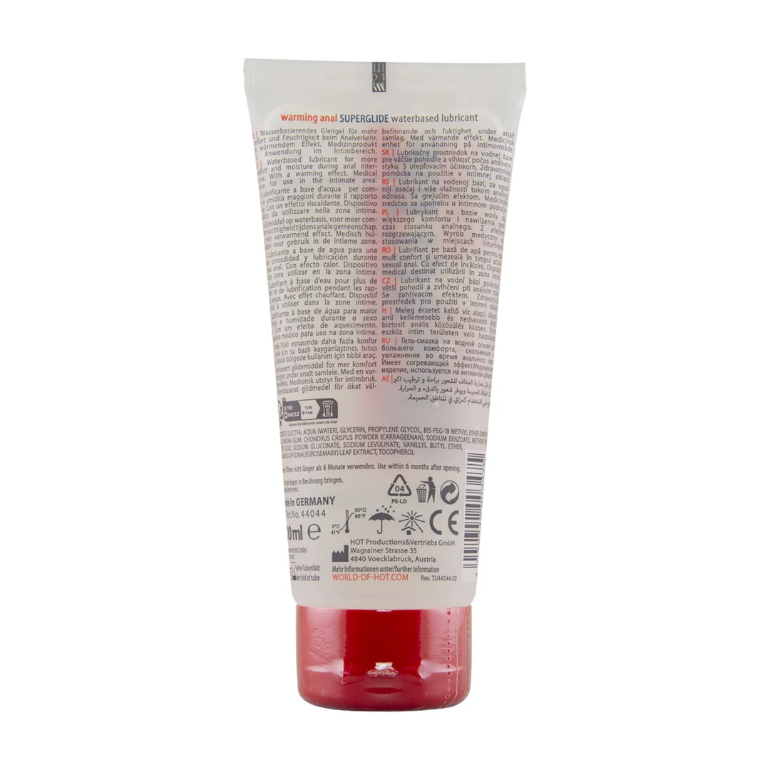 HOT Anal Superglide Warming Liquid Pleasure lubricante a base de agua 100 ml - Imagen 1