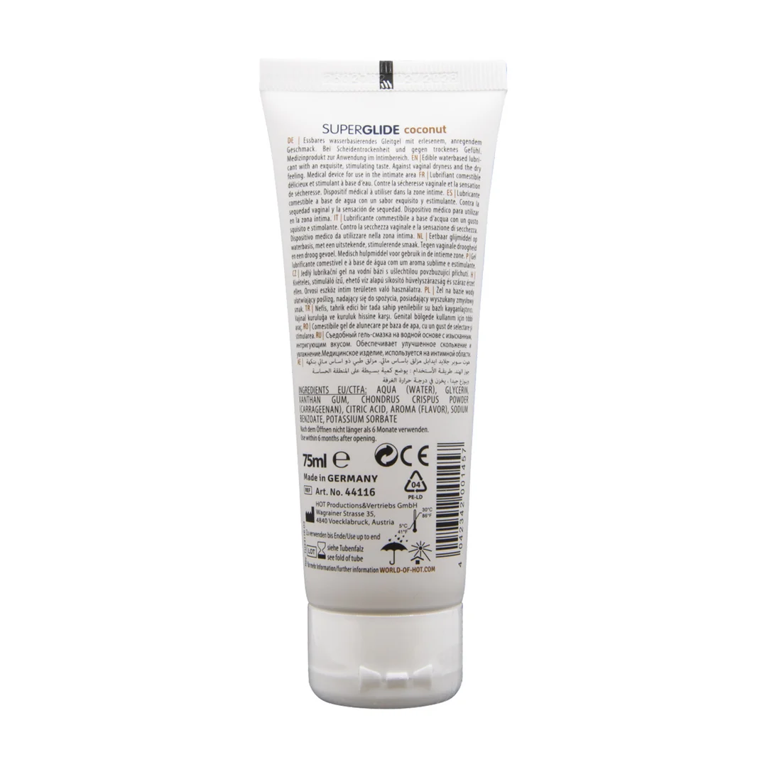 H-44116-5 Lubricante de base acuosa – gel lubricante 100 % comestible – sin sabor – 75 ml – HOT - Imagen 1
