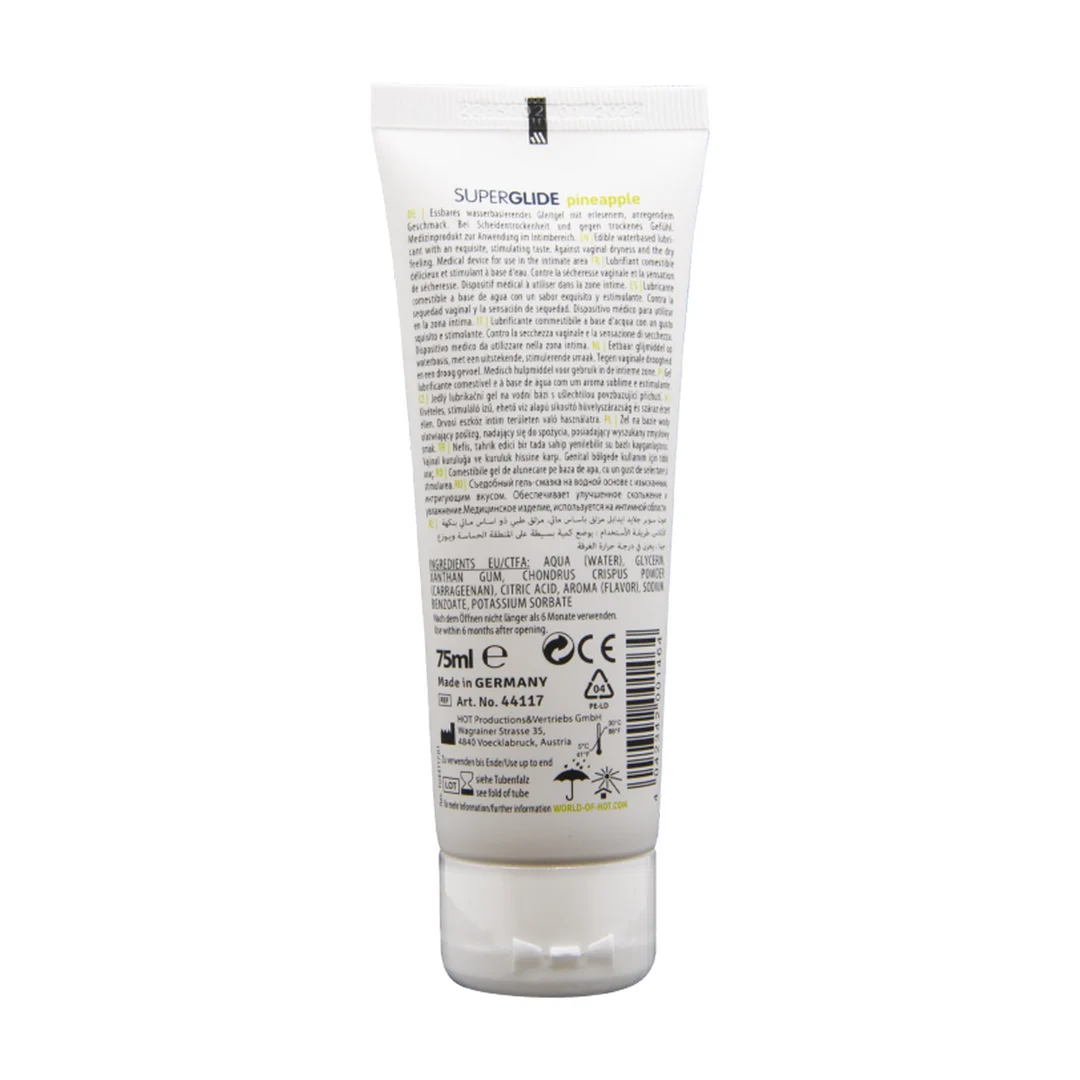 Lubricante con sabor – lubricante comestible de base acuosa – piña – 75 ml – HOT Superglide - Imagen 1