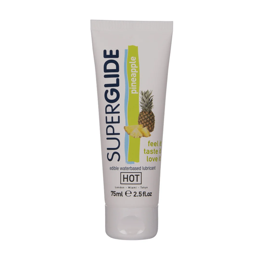 Lubricante con sabor – lubricante comestible de base acuosa – piña – 75 ml – HOT Superglide - Imagen 2