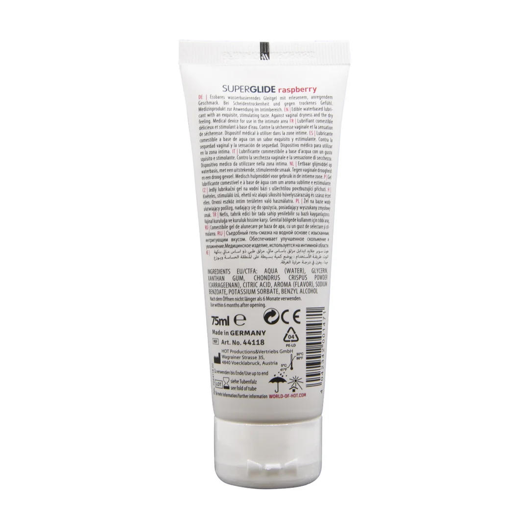 Lubricante comestible HOT Superglide con sabor a frambuesa - Imagen 1