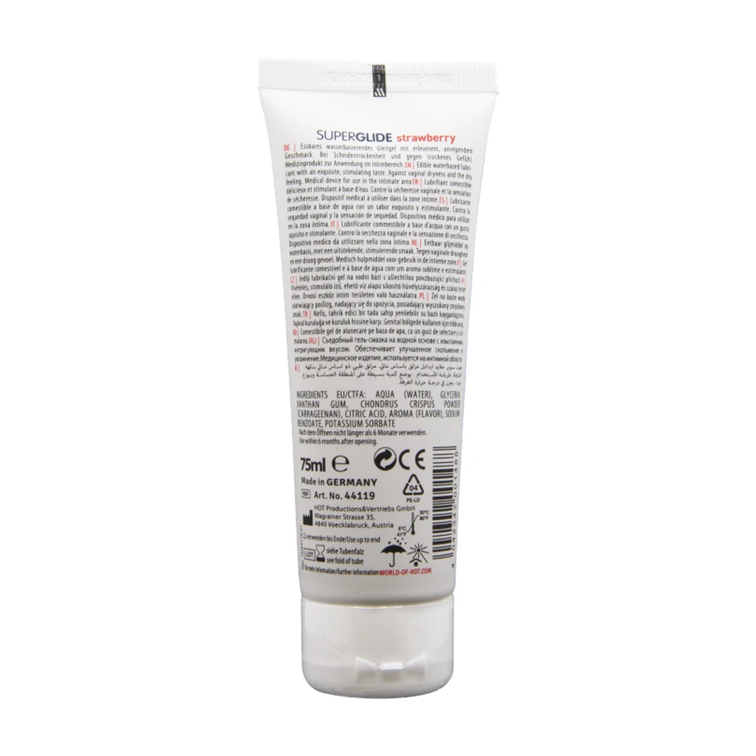 Lubricante comestible HOT Superglide con sabor a fresa - Imagen 1
