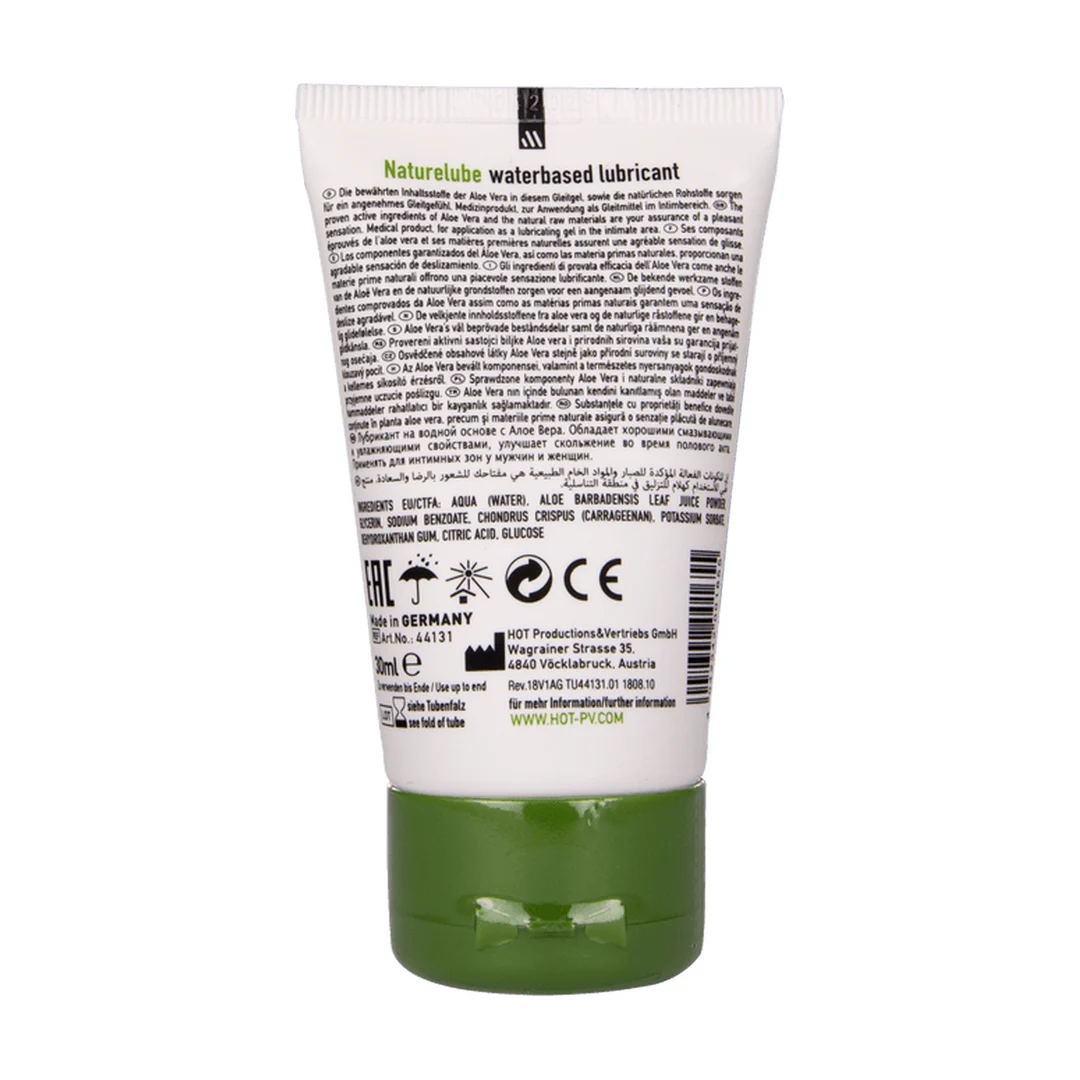 Lubricante de base acuosa, con sensación natural y aloe vera, sin perfume ni sabor, 30 ml, HOT - Imagen 1
