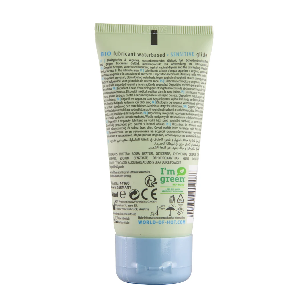 Lubricante a base de agua, biológico y vegano, con carragenina y aloe vera, producto sanitario, sin perfume y sin sabor, 50 ml - Imagen 1