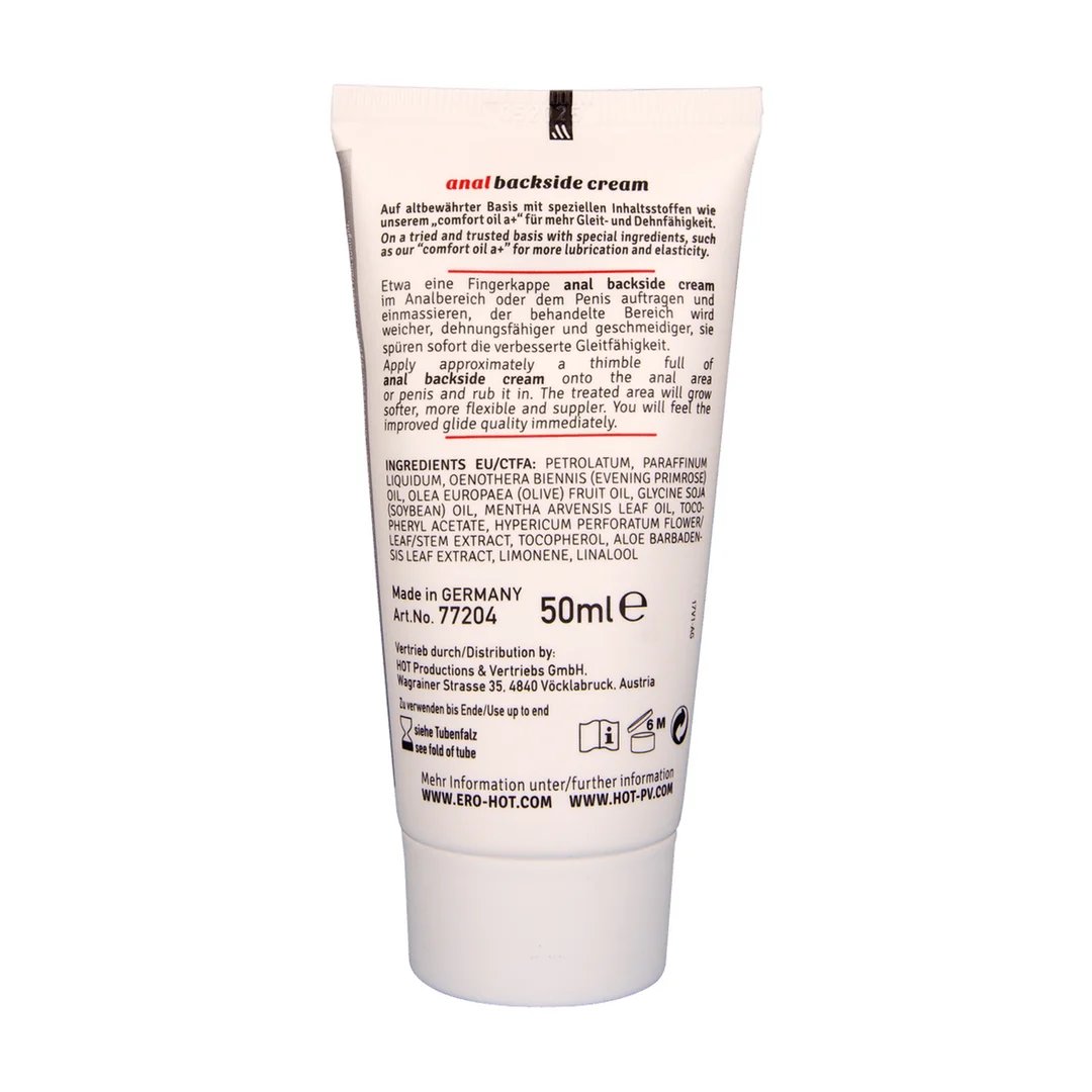 Crema estimulante para el sexo anal – 2 fl oz / 50 ml – Achterkant – ero by HOT - Imagen 1
