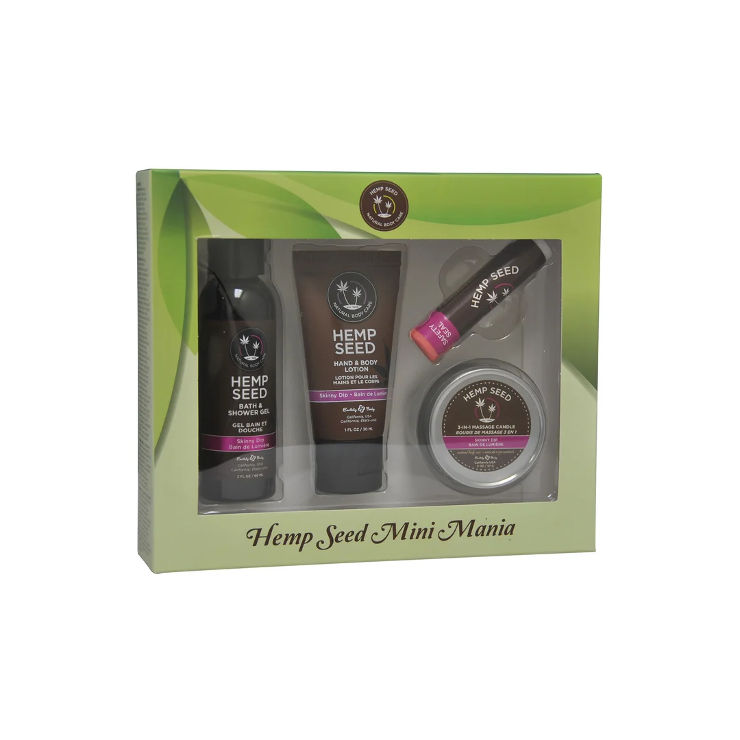 HSMM021I Hemp Seed Mini Mania Travel Set – Set de viaje Skinny Dip – Neutro en cuanto al género – Earthly Body - Imagen 1